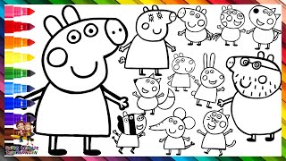 Zeichne und Male Peppa Pig ihre Familie und Freunde 🐷🐱🐑🐰🐶🐴🦓🦊🐘 Zeichnungen für Kinder [upl. by Sholom]