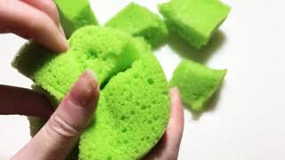 ASMR Frozen Sponge Crunching Slicing Ripping [upl. by Indnahc]