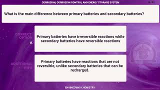 Chemistry  Quiz  Corrosion Corrosion Control amp Energy Storage System U2 Sanmati College  SGBAU [upl. by Ydeh]