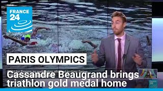 Paris Olympics Triathlon champion Cassandre Beaugrand brings gold medal home • FRANCE 24 [upl. by Annohsal543]