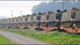 Trem ALL transportando Blindados M113 do Exército Brasileiro chegando em Araucária  PR [upl. by Eleonora]