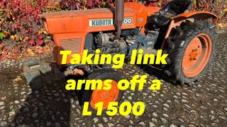 How to swap the link arms for a draw bar on a kubota L1500 compact tractor [upl. by Adanama]