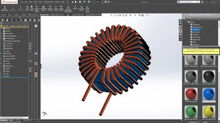 Solidworks Create 3D Model Coil Power Inductor Micrometals HF1301252 Core [upl. by Joost39]