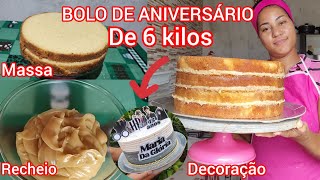 COMO FAZER BOLO DE ANIVERSÁRIO DE 6 Kg AULA COMPLETAMASSA RECHEIO E COBERTURA [upl. by Metzger]