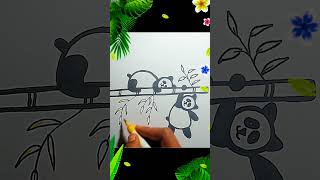 Cute Panda Drawing For Kids How to draw kidsdrawinglovuart [upl. by Anujra]