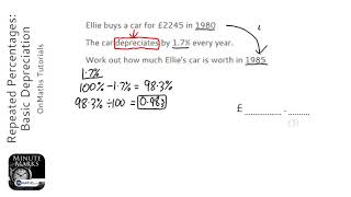 Repeated Percentages Basic Depreciation Grade 5  OnMaths GCSE Maths Revision [upl. by Arammat]