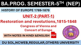 unit2 part1Congress of Vienna amp Concert of Europe  ba5thsem europeanhistory worldhistory du [upl. by Joseito341]