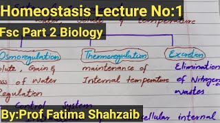 Homeostasis Lecture No 1Fsc part 2 Biology lecturesBiology by Fatima Shahzaib [upl. by Phyllida]