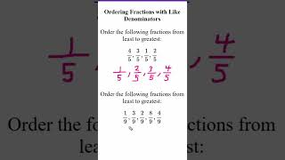 Ordering Fractions With Like Denominators [upl. by Lareneg]