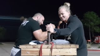 Sarah Backman Beats Everyone In Arm Wrestling [upl. by Decamp]