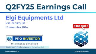 Elgi Equipments Ltd  Q2FY25  Earnings Conference Call  earningcall concall [upl. by Dodie969]