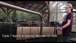 Daughter Milling Red Oak On Circle Sawmill [upl. by Stamata333]