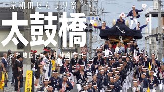 【岸和田だんじり祭2024】本宮 太鼓橋を勢い良くくだる地車の迫力にはワクワクします😄✨ 天神地区だんじり集合式典（天神７町纏合わせ） [upl. by Cristoforo]