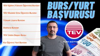 TEV YURT VE BURS BAŞVURUSU BURS VEREN KURUMLAR [upl. by Zetnahs]