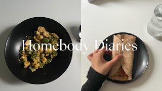 Homebody Diaries  What I eat in a day 2 meals Pesto Halloumi Pesto Chicken new years goals [upl. by Ynitsed15]