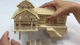 DIY Miniature XIANGXI House on Stilts  Woodcraft Construction Kit [upl. by Ydniw]