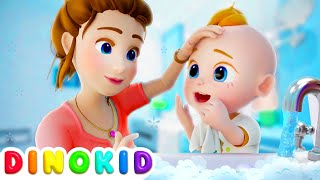 Wash Your Hands and Face Song  Healthy Habits For Kids by Dinokid Nursery Rhymes [upl. by Aihtiekal]