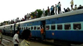 Indian Train  Crazy train full of people on the roof [upl. by Cleopatra]