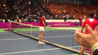 Aleksandra Wozniak Fed Cup match point vs Ana Jovanovic [upl. by Nirrol]