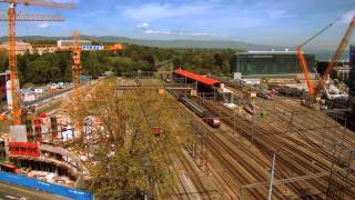 Construction de la passerelle de SécheronNations  Genève 3 mai3 juin 2012 [upl. by Fairley]