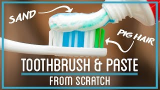 Pig Hair Toothbrush and Sand Toothpaste Teeth Cleaning from Scratch [upl. by Sanchez]