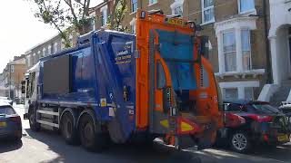 Lambeth council serco Dennis olympus elite 6 ecollect empying green recycling bins [upl. by Gold]