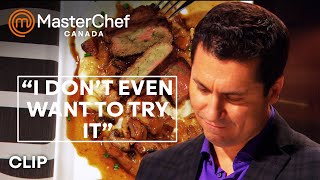 Claudio Aprile Refuses to Eat This  MasterChef Canada  MasterChef World [upl. by Ymrots691]