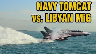 Declassified dogfight footage F14 Tomcat vs Libyan MiG23 [upl. by Ialocin78]