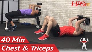 40 Min Chest and Tricep Workout at Home with Dumbbells  Home Chest Triceps Workout Routine [upl. by Phelips726]