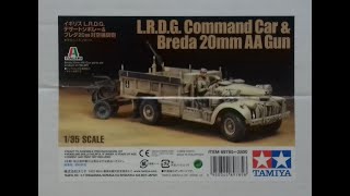 WHATS IN THE BOX TAMIYA 89785 135 LRDG COMMAND CAR amp ITALERI BREDA 20mm AA GUN KIT REVIEW 145 [upl. by Ifar]