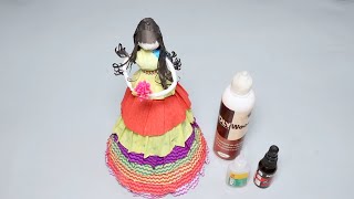 🪆DIY Doll Making Tutorial🪆How to make a Crepe Paper Doll🪆Crepe paper idea  Step by step tutorial [upl. by Abrahams]