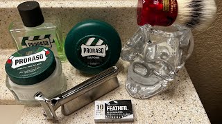 1st useOneBlade Genesis Razor amp Feather Blade Proraso Green amp Simpson Chubby 2 [upl. by Aikkin661]