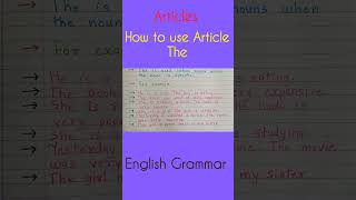 ArticlesA An TheEnglish grammar shorts youtubeshorts ytshorts [upl. by Enomahs816]