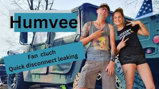 Humvee Fan Cluch quick connect leaking replacement Diy maintenance with beautiful wife beautiful [upl. by Carew]