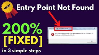 The Procedure quotEntry Point Not Found Dynamic Link Libraryquot Error Fixing In Windows 10  11  7 [upl. by Dov689]