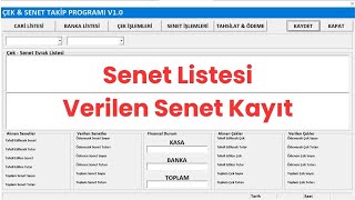 Çek  Senet Takip Programı  Verilen Senet Kayıt [upl. by Nyrahs]