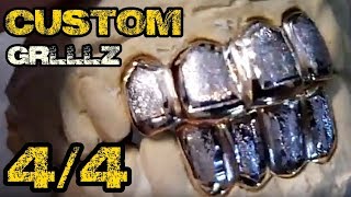 Custom Grillz 10K Gold 4 Top4 Bottom Teeth 2Tone Diamond Dust Grills [upl. by Yong]