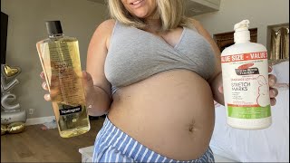 trying stretch mark creams for 6 MONTH PREGNANT BELLY [upl. by Ymeraj342]