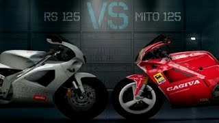 APRILIA RS VS CAGIVA MITO 125cc [upl. by Ahseit]