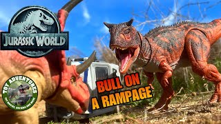 CARNOTAURUS on a Rampage Jurassic World Toy Movie jurassicworld toys dinosaur [upl. by Ixel]