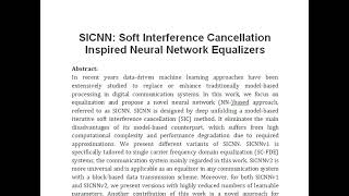 SICNN Soft Interference Cancellation Inspired Neural Network Equalizers [upl. by Anhsirk]