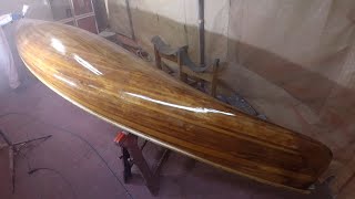 Cedar Canoe Refinish Spraying Marine Varnish [upl. by Ennairej64]