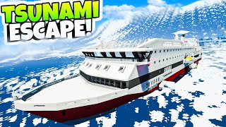 Escaping a HUGE TSUNAMI With a CRUISE SHIP in Stormworks Stormworks Tsunami Survival [upl. by Anicnarf445]