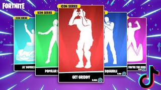 ALL TIKTOK DANCES amp EMOTES Icon Series in FORTNITE [upl. by Eerot]