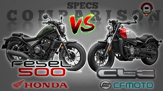 HONDA REBEL 500 vs CFMOTO 450 CLC SPECS COMPARISON [upl. by Anett771]