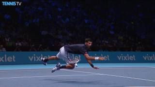 Dominic Thiem brilliant passing shot v Djokovic at 2016 Barclays ATP World Tour Finals [upl. by Hyland692]