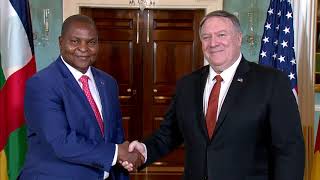 Secretary Pompeo Meets with Central African Republic President FaustinArchange Touadera [upl. by Anohsal]