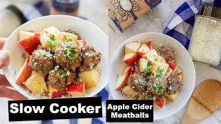 Slow Cooker Apple Cider Meatballs Video [upl. by Aynod]