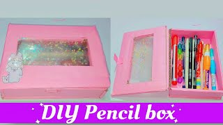 DIY Pencil box  How to make Pencil box using cardboard  Easy Pencil box 🦄 [upl. by Nana45]