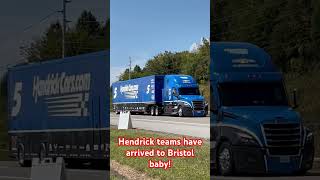 Hendrick Motorsports trailers arrive to Bristol Motor Speedway nascar bristolmotorspeedway [upl. by Irtimed]